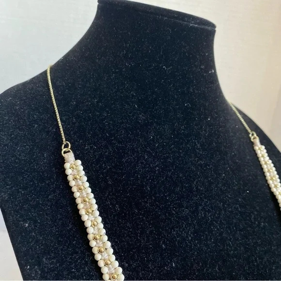 Madewell White Silver Round Beaded Necklace Jewelry Summer Spring Minimilist 36" - Picture 4 of 14